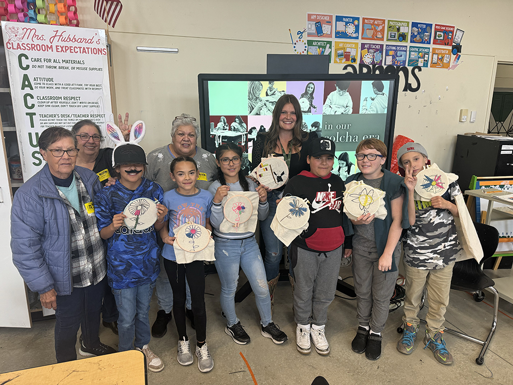 Colcha embroidery workshop with 4th grade at Centennial School in San Luis, 2024
